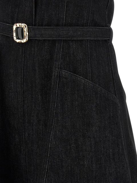 Self-Portrait jewel-button denim mini dress - Black