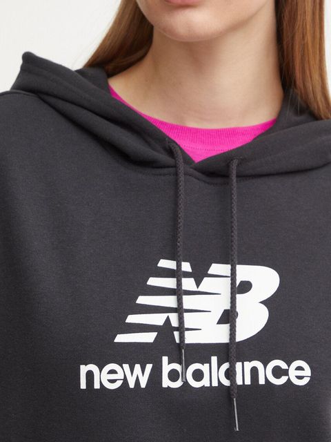 New Balance bluza damska kolor czarny z kapturem z nadrukiem WT41504BK