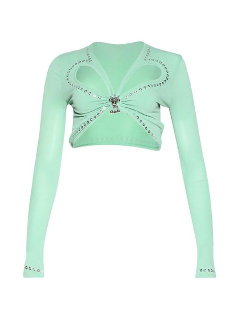 Rabanne embellished cut-out crop top - Green - zdjęcie produktu nr 1