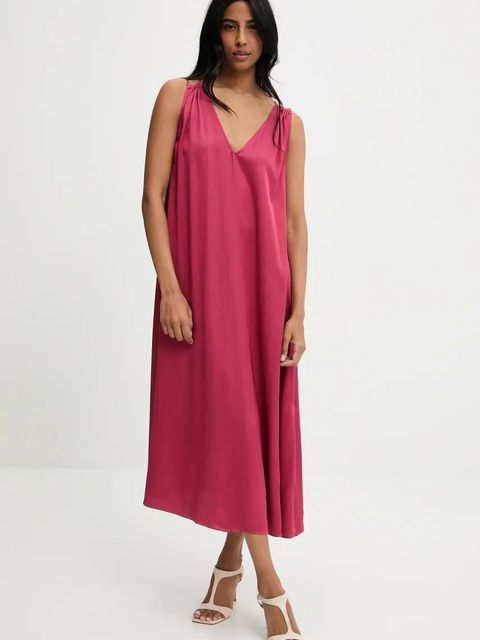 Answear.LAB sukienka kolor bordowy midi prosta - zdjęcie produktu nr 1