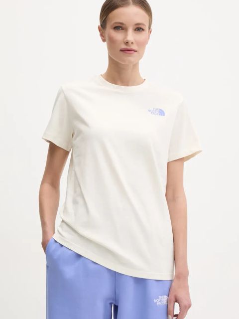 The North Face t-shirt bawełniany Tailgrid Infill damski kolor beżowy NF0A8C4W9731