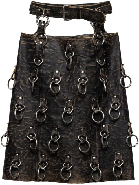 Prada ring-detail leather mini skirt - Black - zdjęcie produktu nr 1