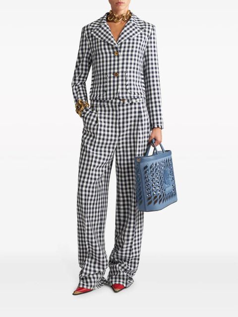 ETRO gingham-print straight trousers - Blue