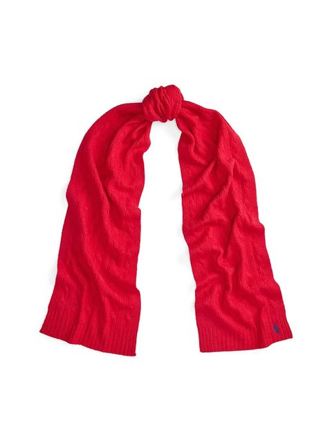 Polo Ralph Lauren szalik wełniany damski kolor czerwony gładki 455956296 - zdjęcie produktu nr 1