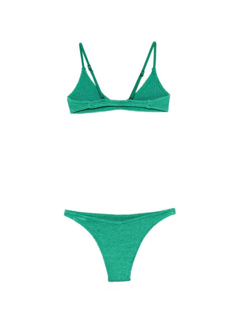 Bond-eye crinkle-texture bikini - Green