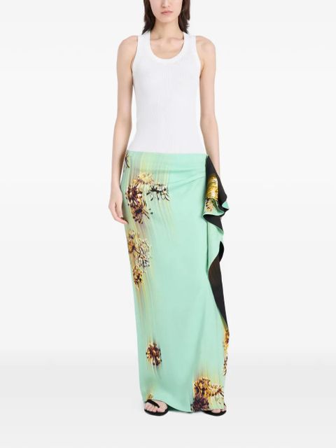 Proenza Schouler Cella ruffled printed maxi skirt - Green - zdjęcie produktu nr 2