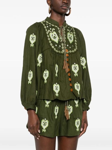 FARM Rio embroidered tassel shirt - Green
