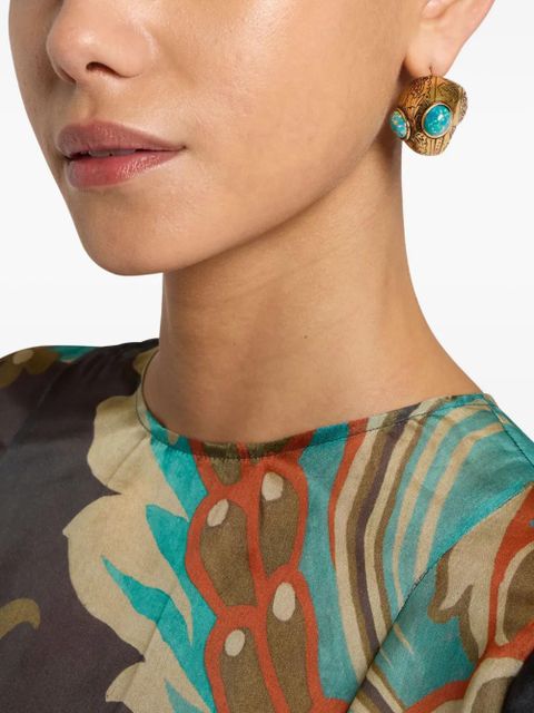 ETRO floral-etched opal earrings - Gold - zdjęcie produktu nr 2