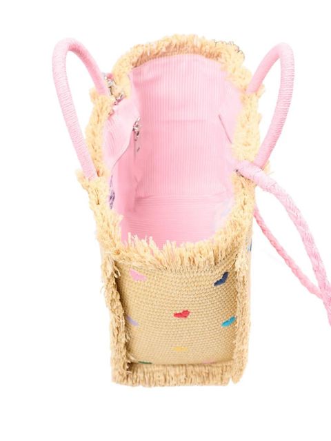 MC2 Saint Barth Vanity heart embroidered fringed tote bag - Neutrals