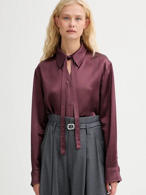 ISABELLE BLANCHE koszula damska kolor bordowy relaxed z kołnierzykiem klasycznym IS25FW-C059-T008 - zdjęcie produktu nr 1