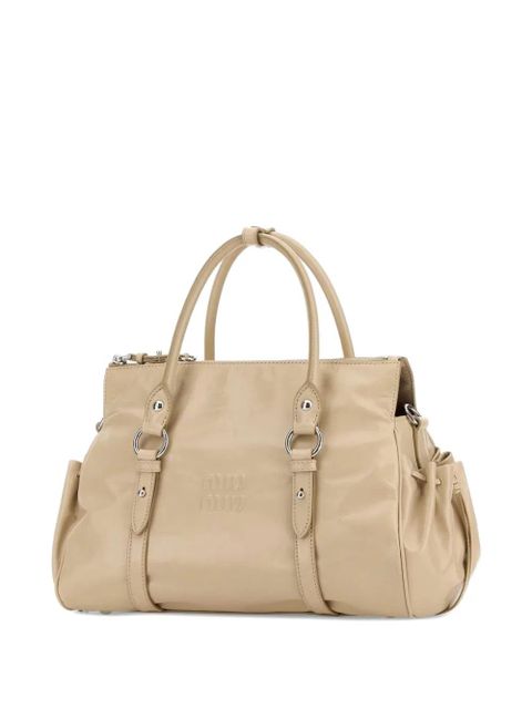 Miu Miu buckled leather tote bag - Neutrals