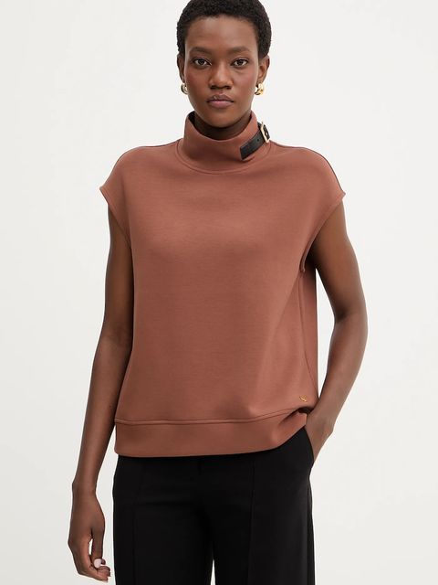 Karl Lagerfeld bluzka damska kolor brązowy gładka B1W20011 - zdjęcie produktu nr 1