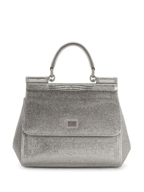 Dolce & Gabbana KIM DOLCE&GABBANA small Sicily satin top-handle bag - Silver - zdjęcie produktu nr 1