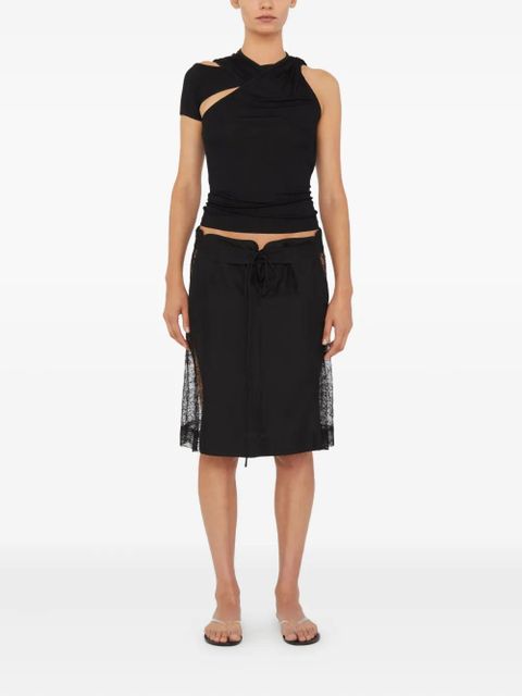 Christopher Esber lace-insert drawstring skirt - Black