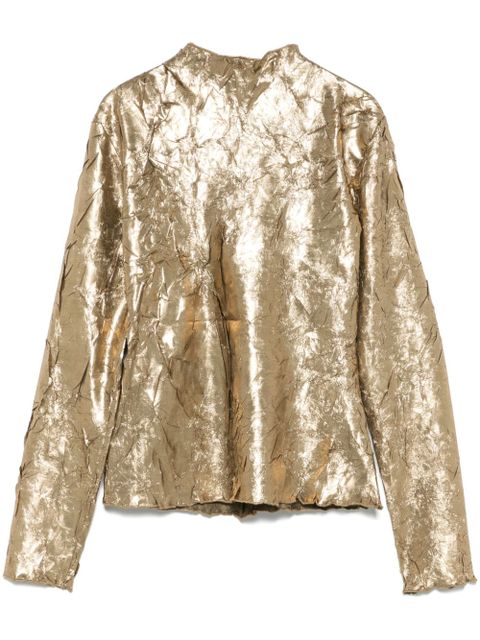 GANNI crinkled top - Gold