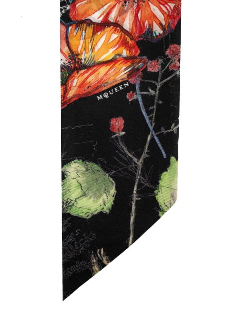 Alexander McQueen floral silk scarf - Black