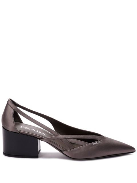 Prada 55mm satin cut-out pumps - Grey - zdjęcie produktu nr 1
