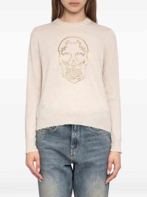 Zadig&Voltaire skull-embellished cashmere sweater - Neutrals