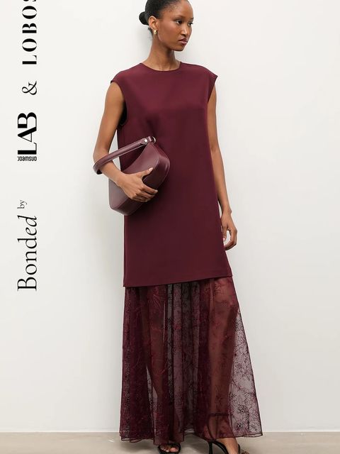 Answear.LAB sukienka kolor bordowy mini prosta