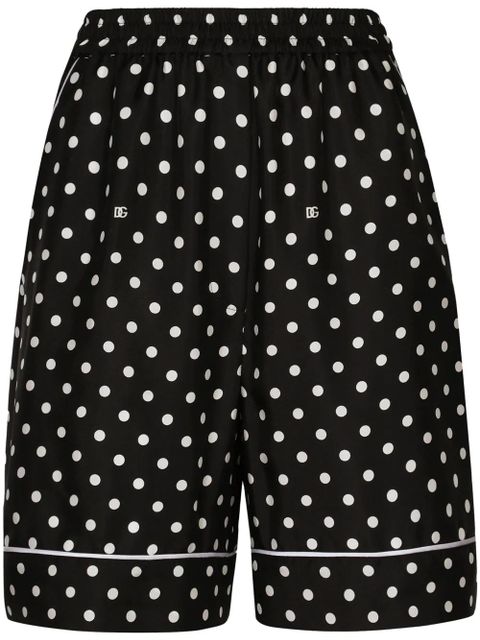 Dolce & Gabbana polka-dot silk twill shorts - Black - zdjęcie produktu nr 1