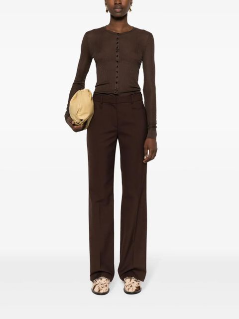 LEMAIRE long-sleeve ribbed top - Brown