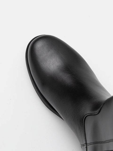 Love Moschino kozaki skórzane damskie kolor czarny na płaskim obcasie JA26064G0NIA0000