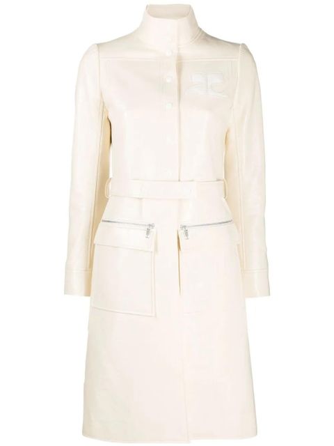 Courrèges logo-appliqué vinyl trench coat - Neutrals - zdjęcie produktu nr 1