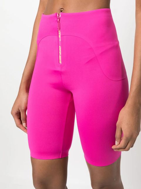 Off-White logo zip cycling shorts - Pink