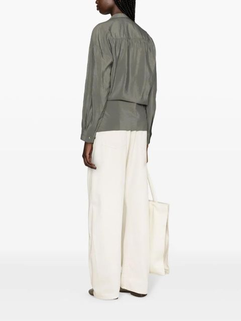 LEMAIRE draped silk blend shirt - Green