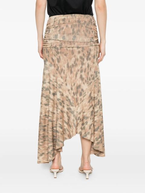 GANNI printed ruched skirt - Neutrals
