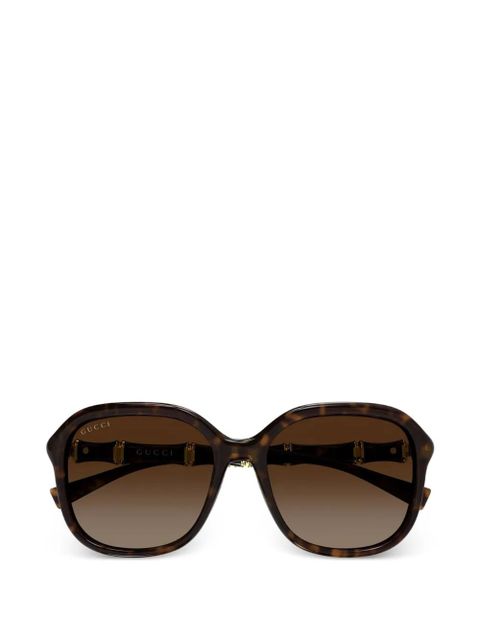 Gucci Eyewear Bamboo geometric-frame sunglasses - Brown - zdjęcie produktu nr 1