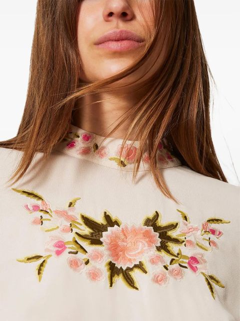 TWINSET floral-embroidered blouse - Neutrals