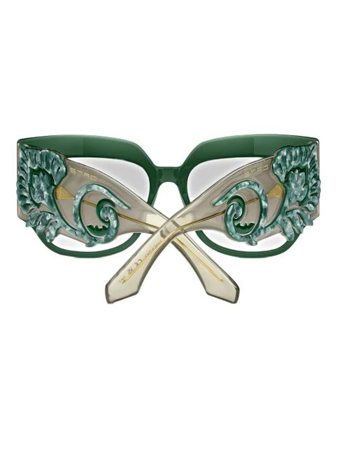 ETRO blossom-embellished square-frame sunglasses - Green - zdjęcie produktu nr 2