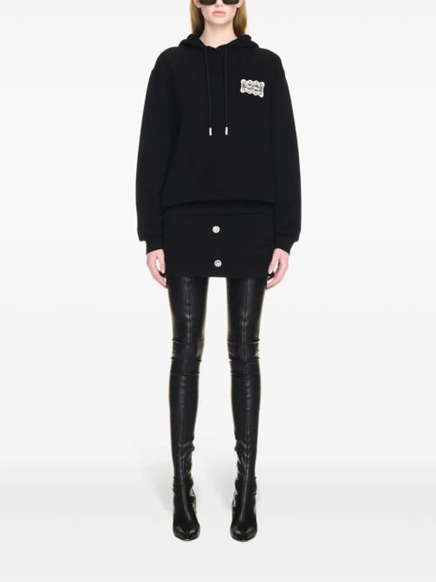 Off-White lace logo appliqué cotton hoodie - Black - zdjęcie produktu nr 2