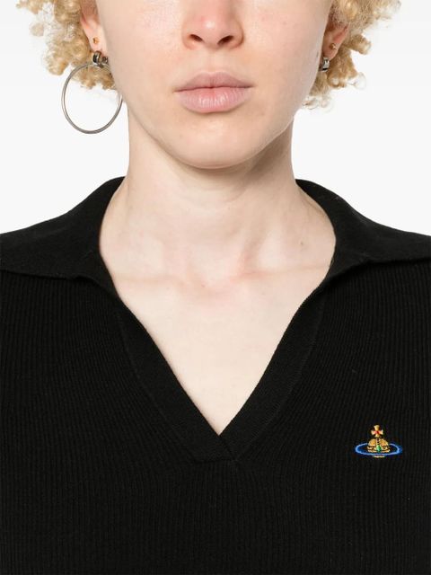 Vivienne Westwood Orb-embroidered polo jumper - Black