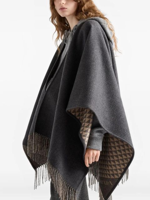 Prada reversible fringed poncho - Grey