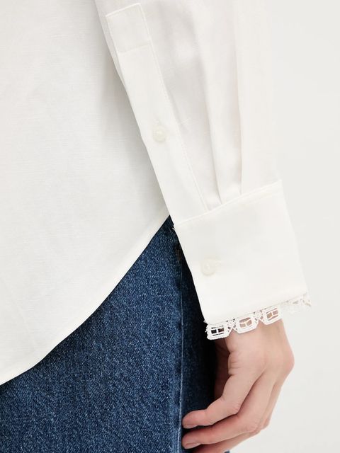 Tommy Hilfiger koszula z domieszką lnu damska kolor beżowy relaxed z kołnierzykiem klasycznym WW0WW48654