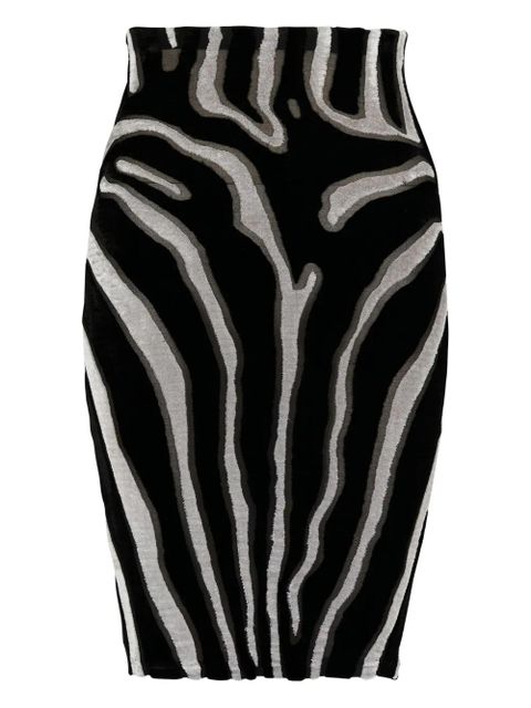 Balmain zebra-print velvet mini-skirt - Black - zdjęcie produktu nr 1