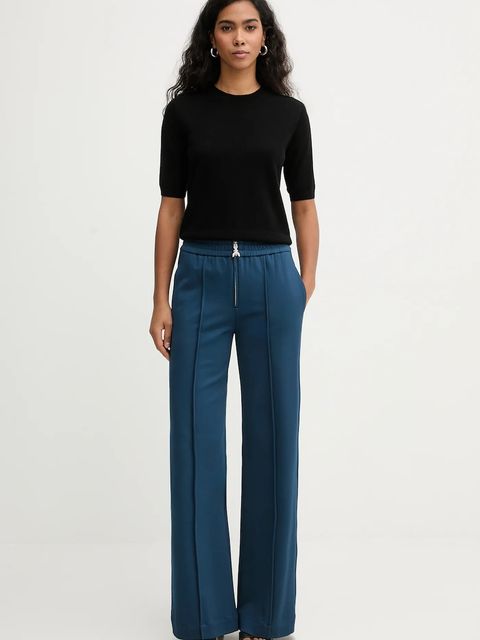 Patrizia Pepe spodnie damskie kolor niebieski szerokie high waist 8P0813 A715