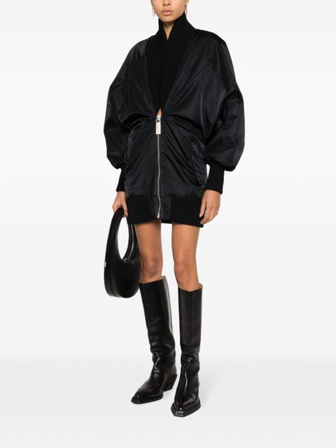 Off-White puff-sleeve zipped minidress - Black