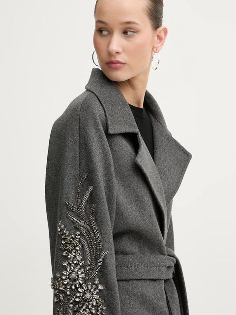 Blugirl Blumarine płaszcz z dodatkiem wełny kolor szary RF5241.T221A