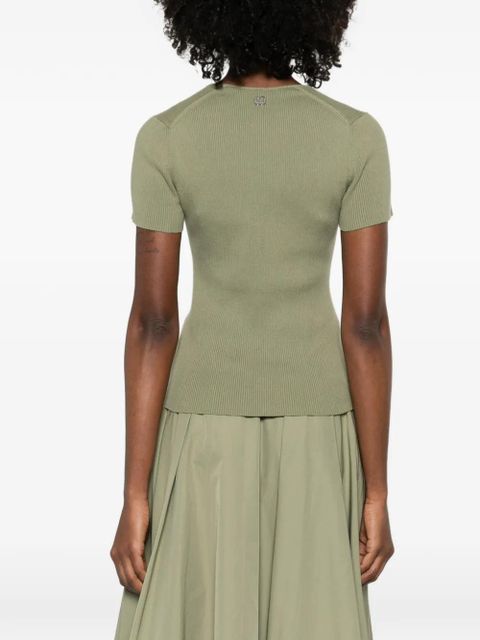 Maje square neck ribbed T-shirt - Green