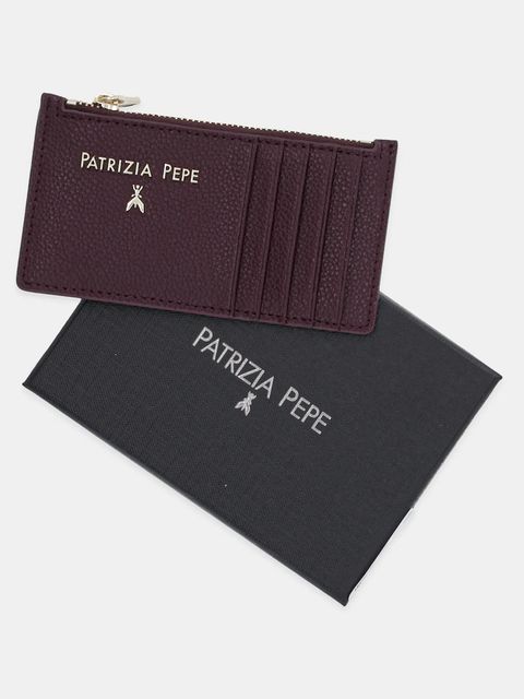 Patrizia Pepe portfel skórzany damski kolor bordowy CQ9105 L001