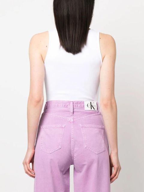 GCDS logo-print sleeveless bodysuit - White