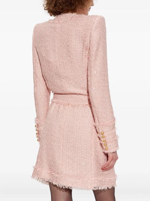 Balmain sequin-embellished tweed mini dress - Pink