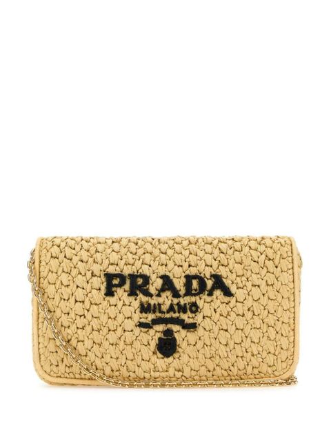 Prada triangle-logo woven shoulder bag - Neutrals - zdjęcie produktu nr 1