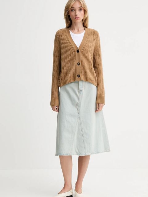 Levi's spódnica jeansowa kolor niebieski midi rozkloszowana A9316