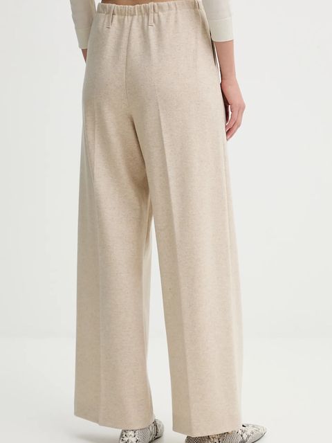 Liviana Conti spodnie z dodatkiem kaszmiru damskie kolor beżowy szerokie high waist L5WN37 - zdjęcie produktu nr 2