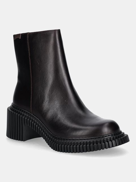 Camper botki skórzane Pix London damskie kolor bordowy na słupku K400804-004 - zdjęcie produktu nr 1