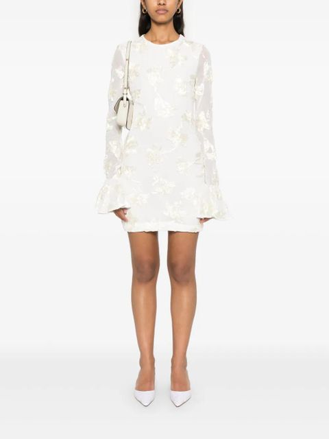 ROTATE BIRGER CHRISTENSEN flower-mesh mini dress - Neutrals